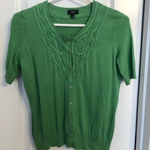 Talbots Petites, Green Short Sleeve Cardigan Sweater. Sz S. Very gently worn!